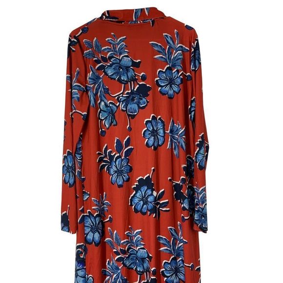 Zara Jersey Shirt Dress Size Large V-neck Button Long Sleeve Collared 5239 - Picture 7 of 8